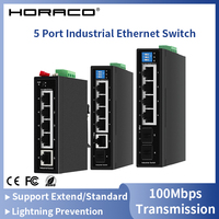 HORACO Industrial Gigabit POE Switch 5/6 Port 100/1000Base-T DIN IP30 Network Ethernet Switch Lightning Protection Max BT90W