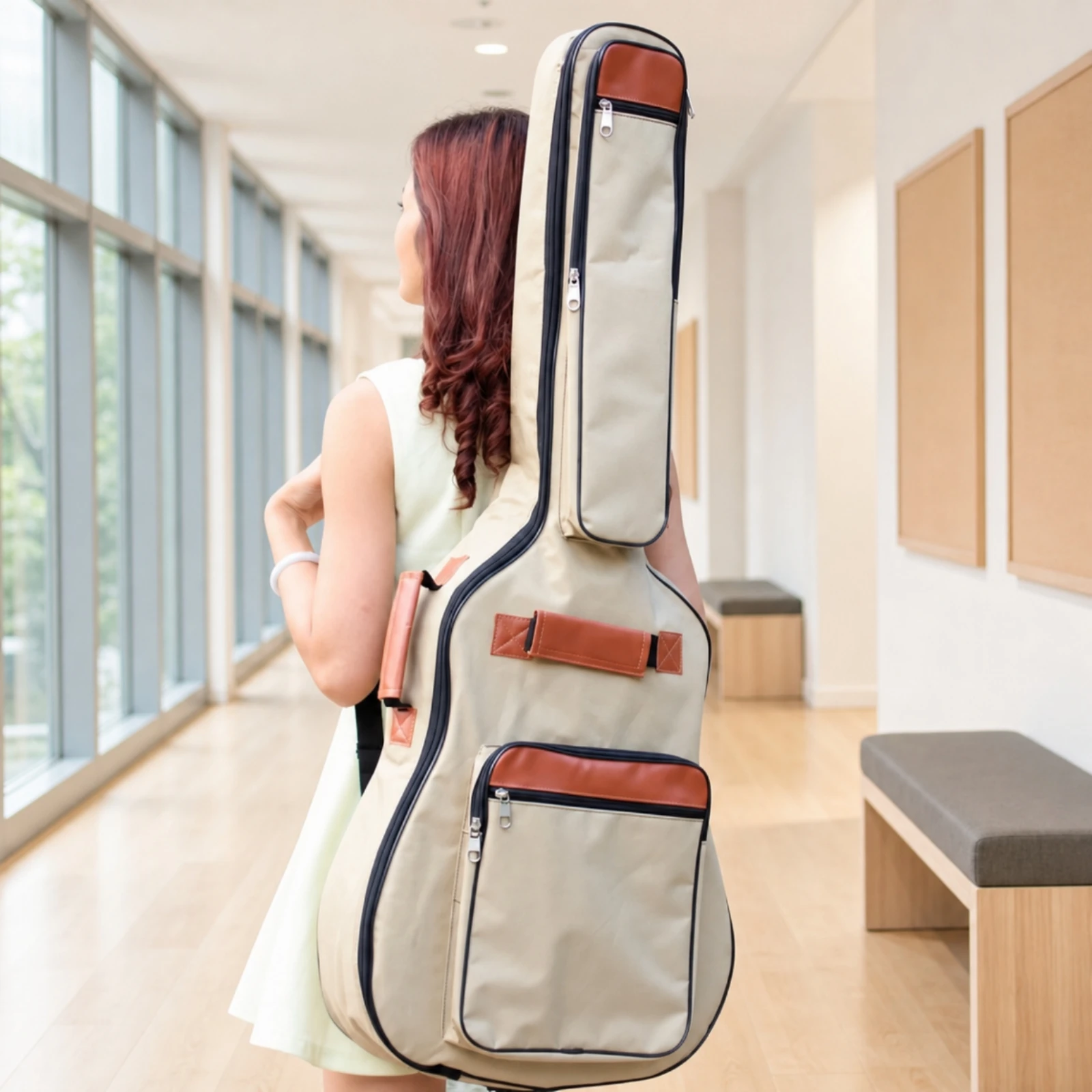 Folk Guitar Bag Shielding Guitar Bag with Shoulder Straps Long-Lasting Reinforced for Guitarists, Travel, Lessons