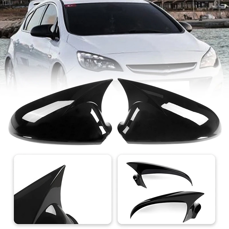 Rhyming Rearview Mirror Cap Glossy Black Carbon Fibre Wing Side Mirror Cover Fit For Opel Vauxhall 2010 - 2013 Car Accessories