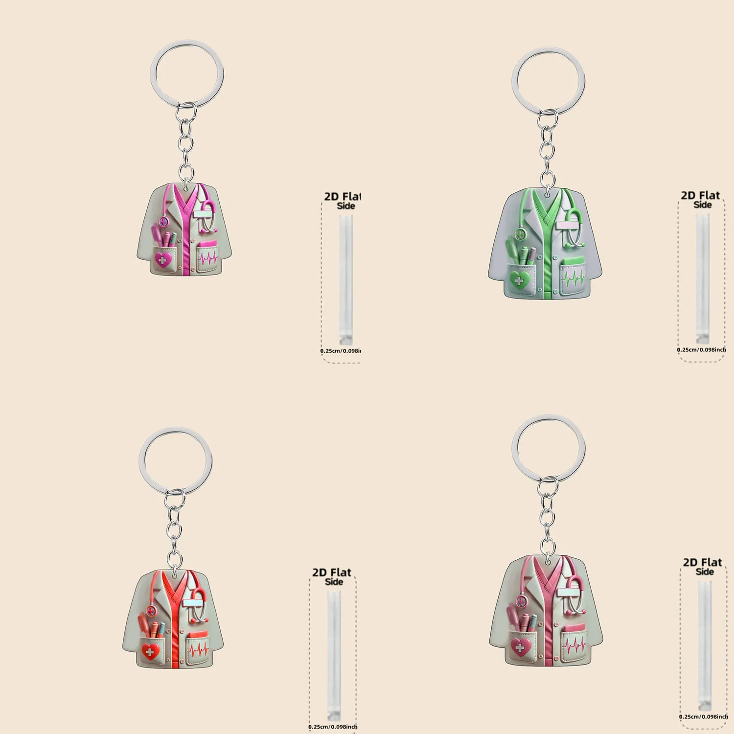Personalized New Nurse Clothing Keychain Cross border 2D Flat Acrylic Nurse's Day Pendant Home Festival Decoration