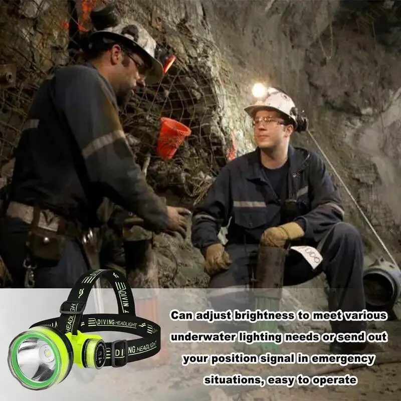 Linterna de cabeza de buceo, Faro de carga USB, impermeable, submarino