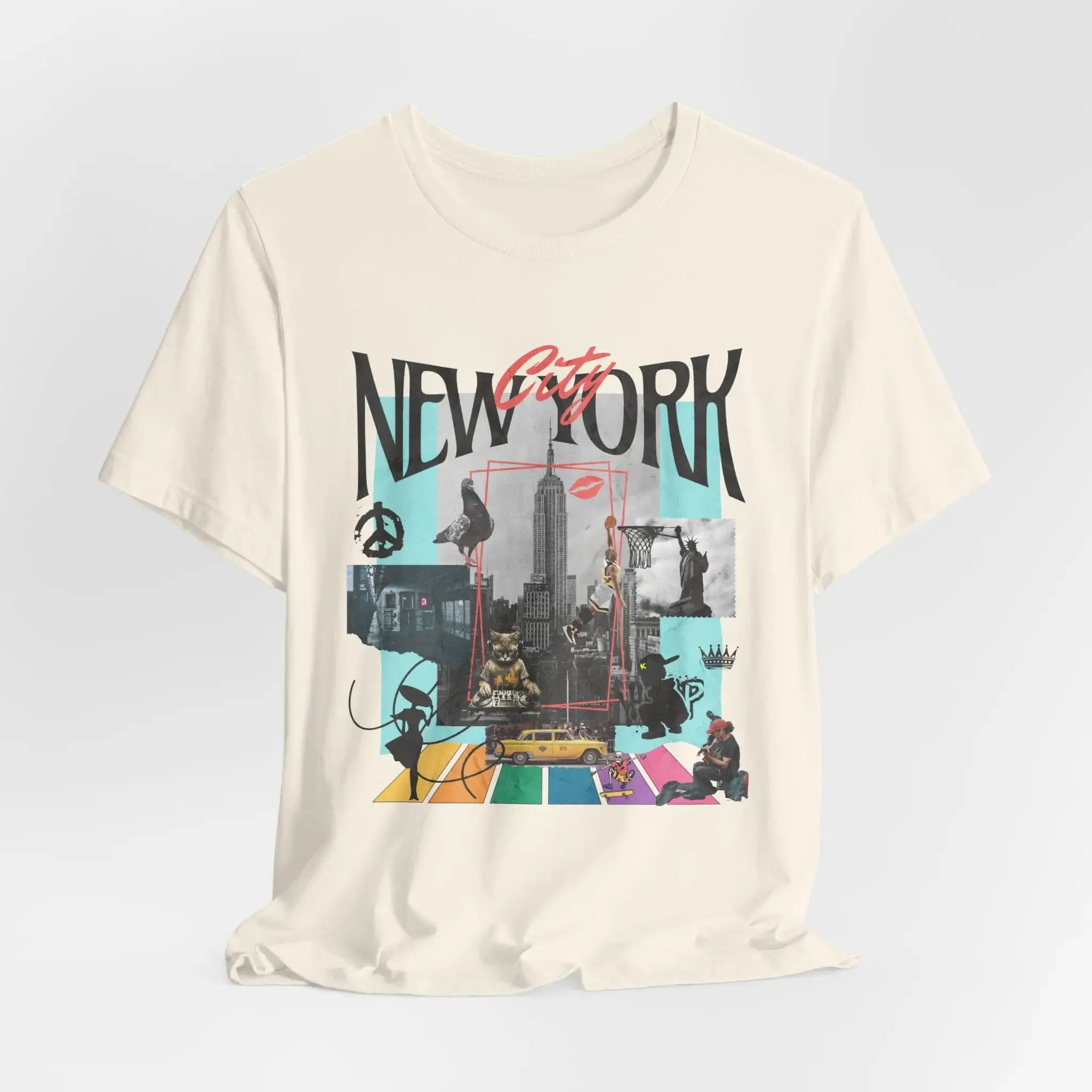Camiseta de Nueva York con diseño de arte mixto, estilo retro vintage, para viajes, ciudad de Nueva York