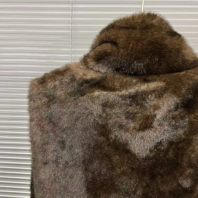 HKSH 2025 خريف شتاء جديد صدرية دافئة الوقوف طوق فو الفراء الفاخرة الشارع الشهير الاتجاه الأنيق بلا أكمام سترة سميكة HK15471 #6