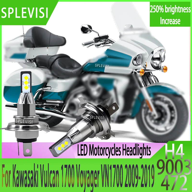 

Rugged Aluminum H4/9003 LED Headlight Long Life warranty For Kawasaki Vulcan 1700 Voyager VN1700 2009 2010 2011 2012 2013-2019