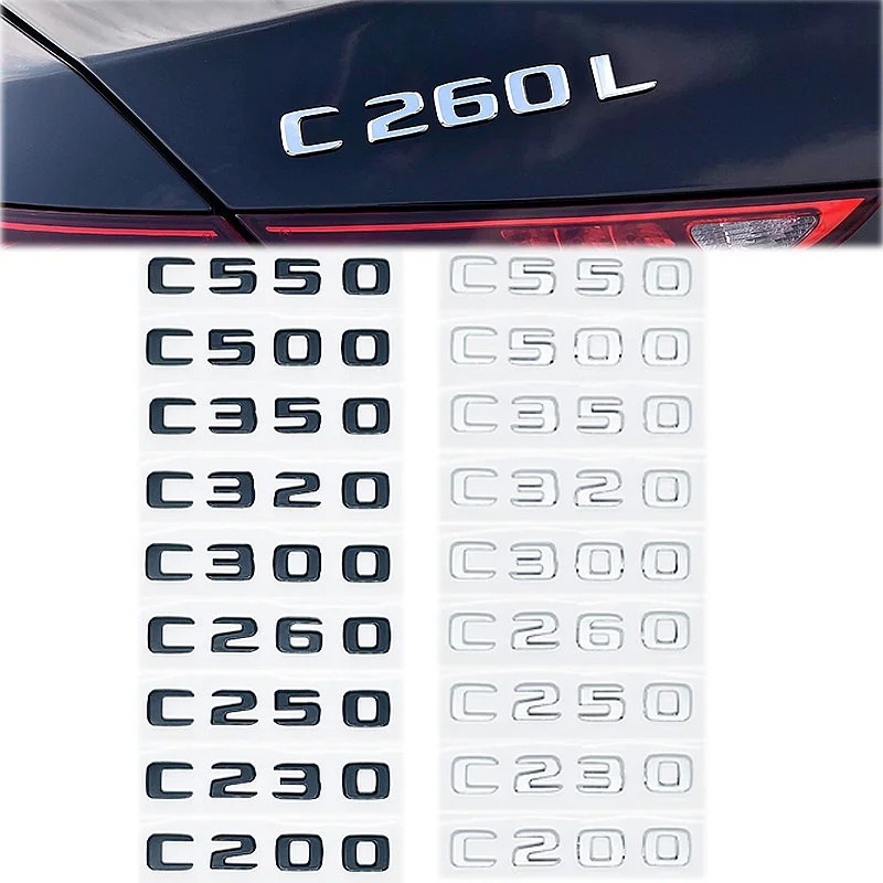 3D ABS Chrome Car Rear Trunk Emblem Badge Letters for Mercedes C180 C200 C220 C250 C300 C350 4MATIC Logo W205 W204 Chrome Access - view 2