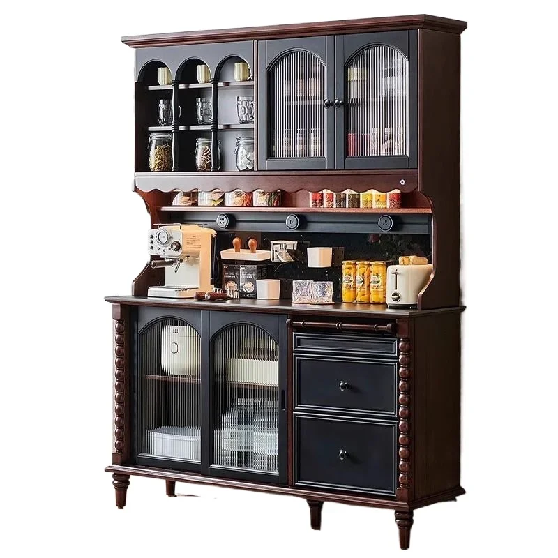 

French retro solid wood dining side American style integrated storage locker against the wall kitchen living room tea cabinet