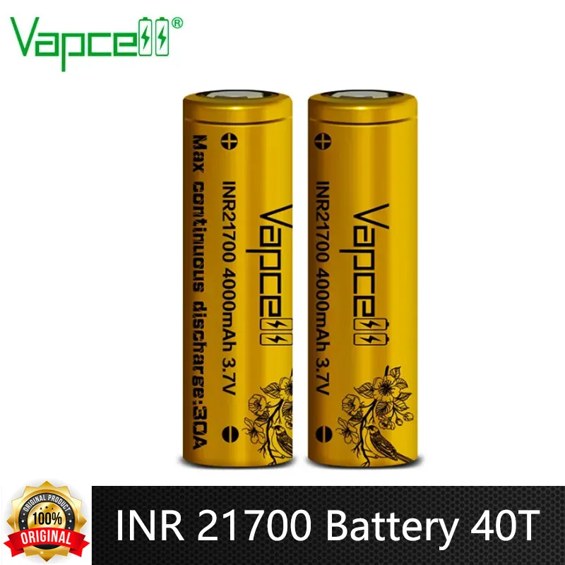 Original Vapcell INR 21700 Battery 4000mAh 30A 3.7V High Power Rechargeable Lithium ion Batteries For Flashlight VapeMod Toys