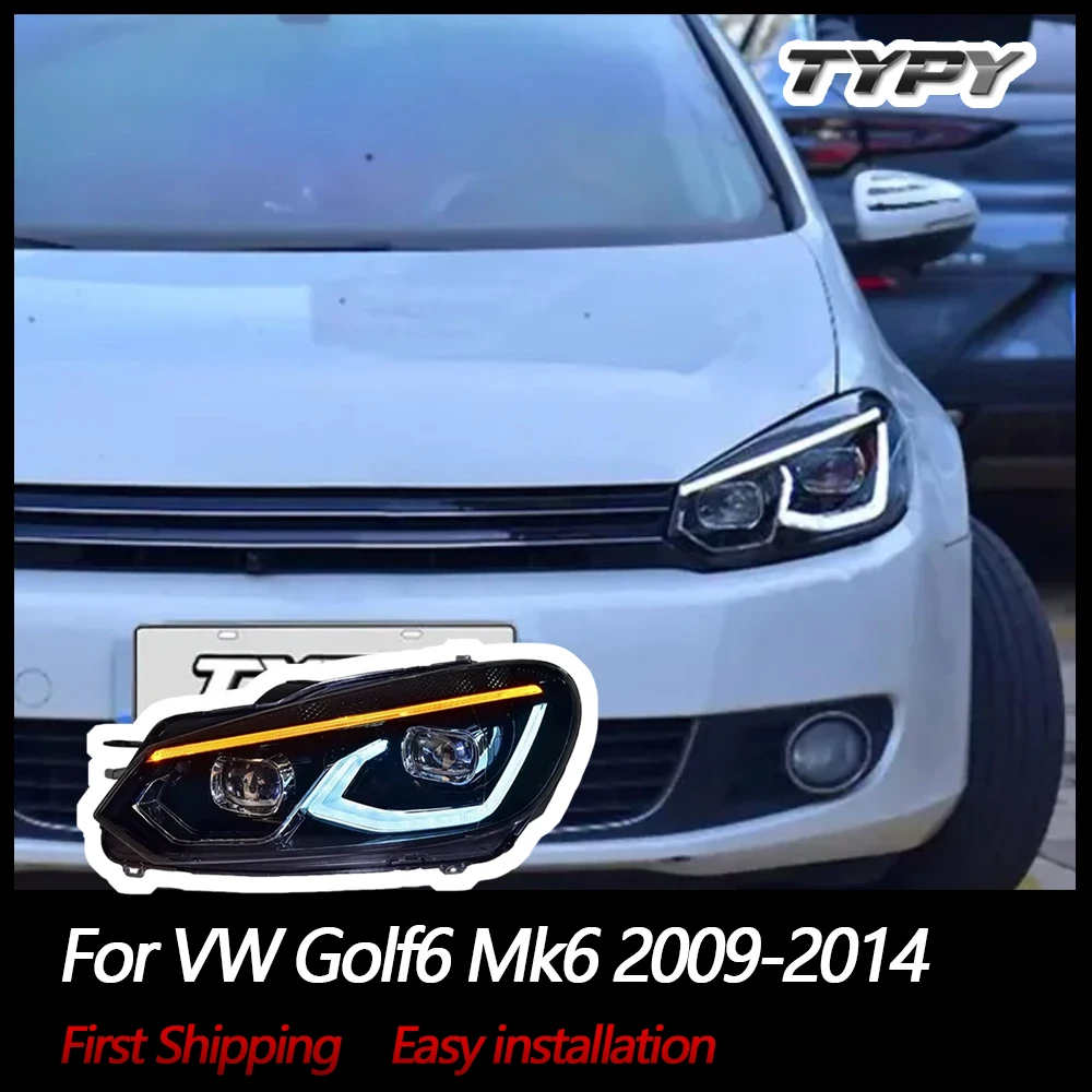 

Автомобильные фары TYPY для VW Golf6 Mk6, фары 2009-2014, светодиодные фары для проектора, дневные ходовые огни, автомобильные аксессуары