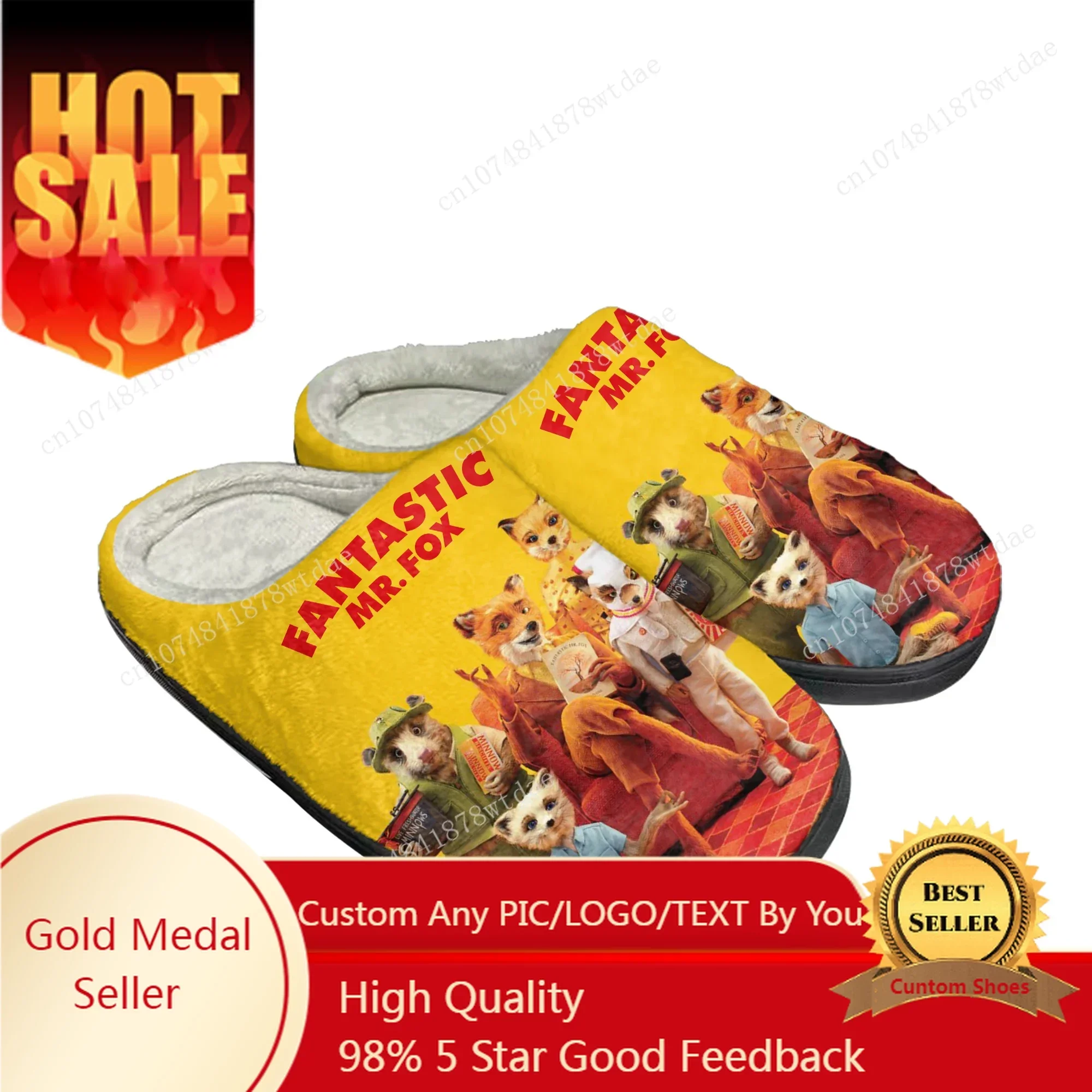 

Fantastic Mr Fox Home Cotton Slippers Men Women Plush Bedroom Casual Keep Warm Shoes Anime Cartoon Custom Thermal Indoor Slipper