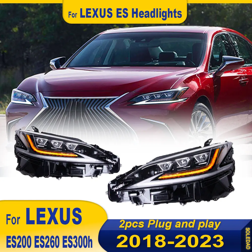 2pcs Car Lights for Lexus ES ES200 LED Headlight 2018-2023 ES200 ES260 ES300H Lamp Drl Projector Lens Automotive Accessories