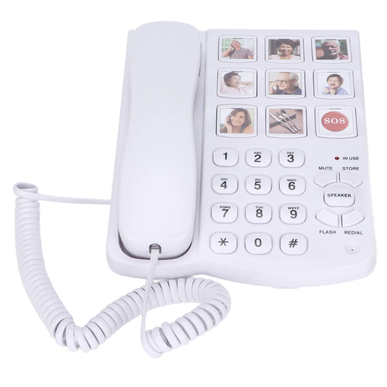 LD‑858HF Big Button Telephone Humanized Design Long Service Life Amplified Photo Memory Corded Landline for Seniors Elderly
