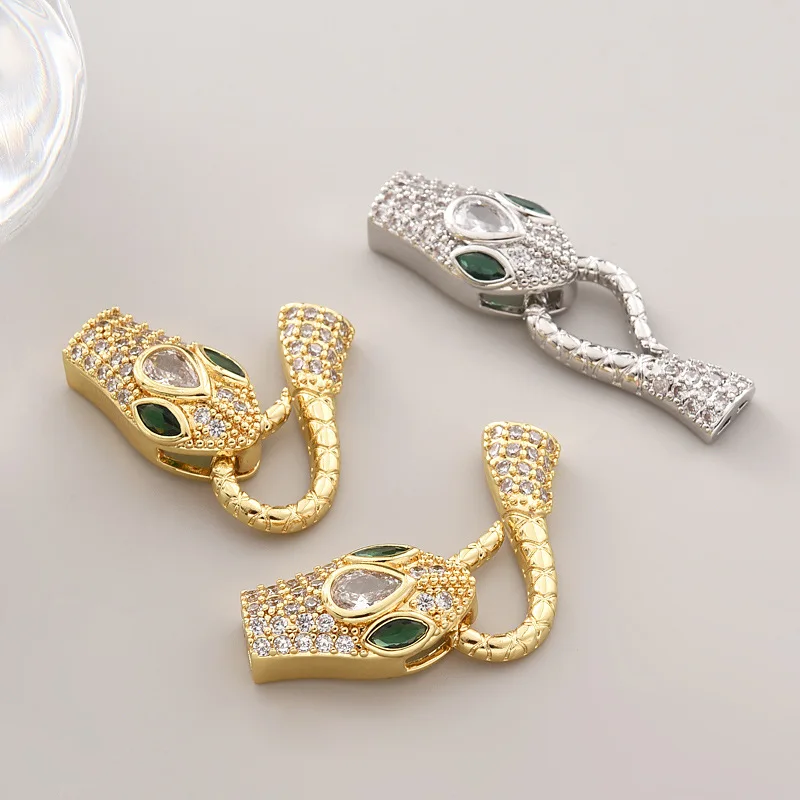 

Застежки-крючки CZ Snake S, латунные позолоченные застежки-крючки и окошки, тумблерная застежка для изготовления ожерелья, браслета, ювелирных изделий своими руками