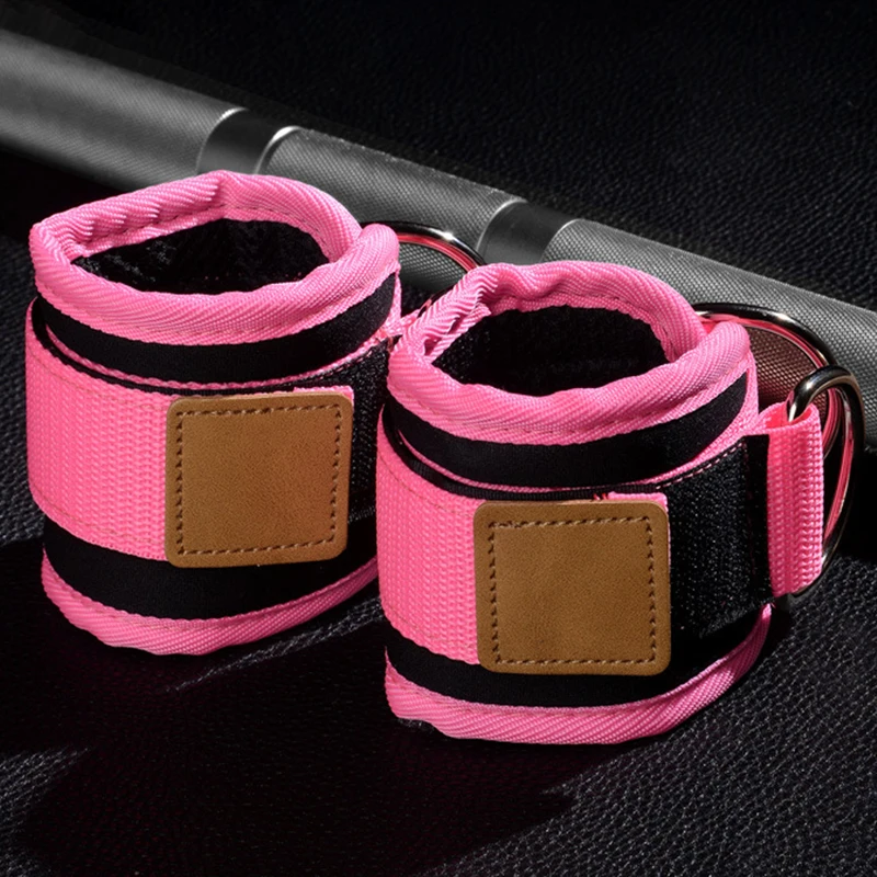 2 PCS Ankle Straps For Cable Machines Adjustable Double D-Ring Fitness Sports Feet Guard Leg Hip Strength Workout Ankle Support