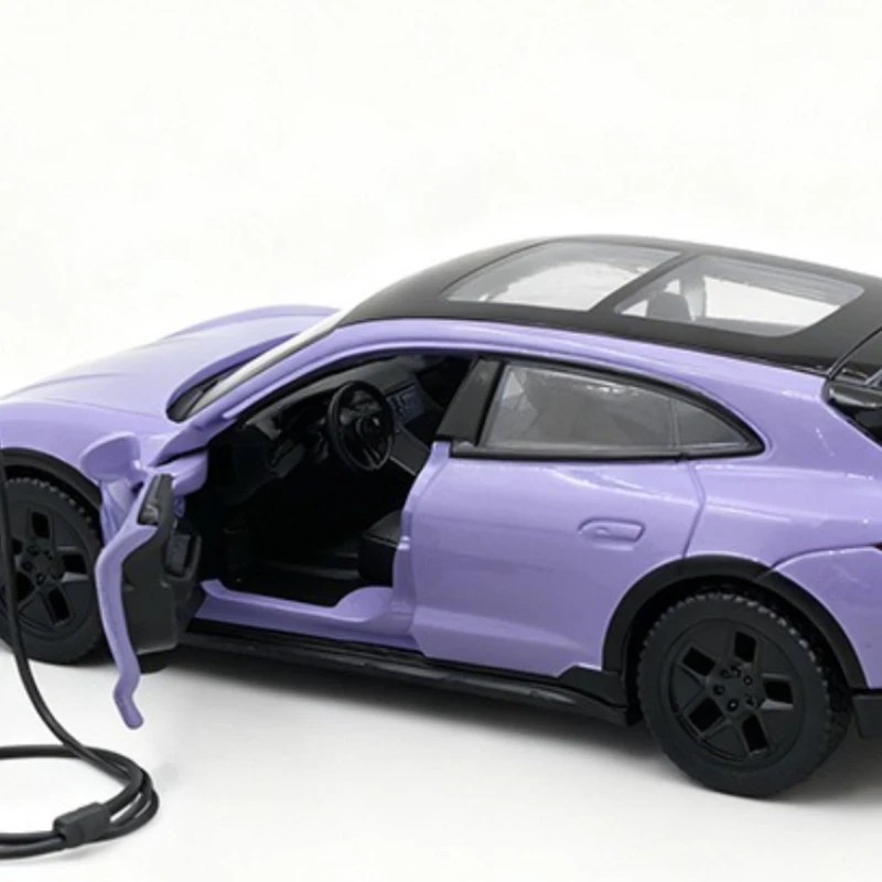 1/36 Porsche Taycan Pressofuso Modello di Auto Pull-Back Suono e Luce Veicolo Giocattolo con Mucchio di Ricarica Bambini Ragazzo Regalo Di Compleanno