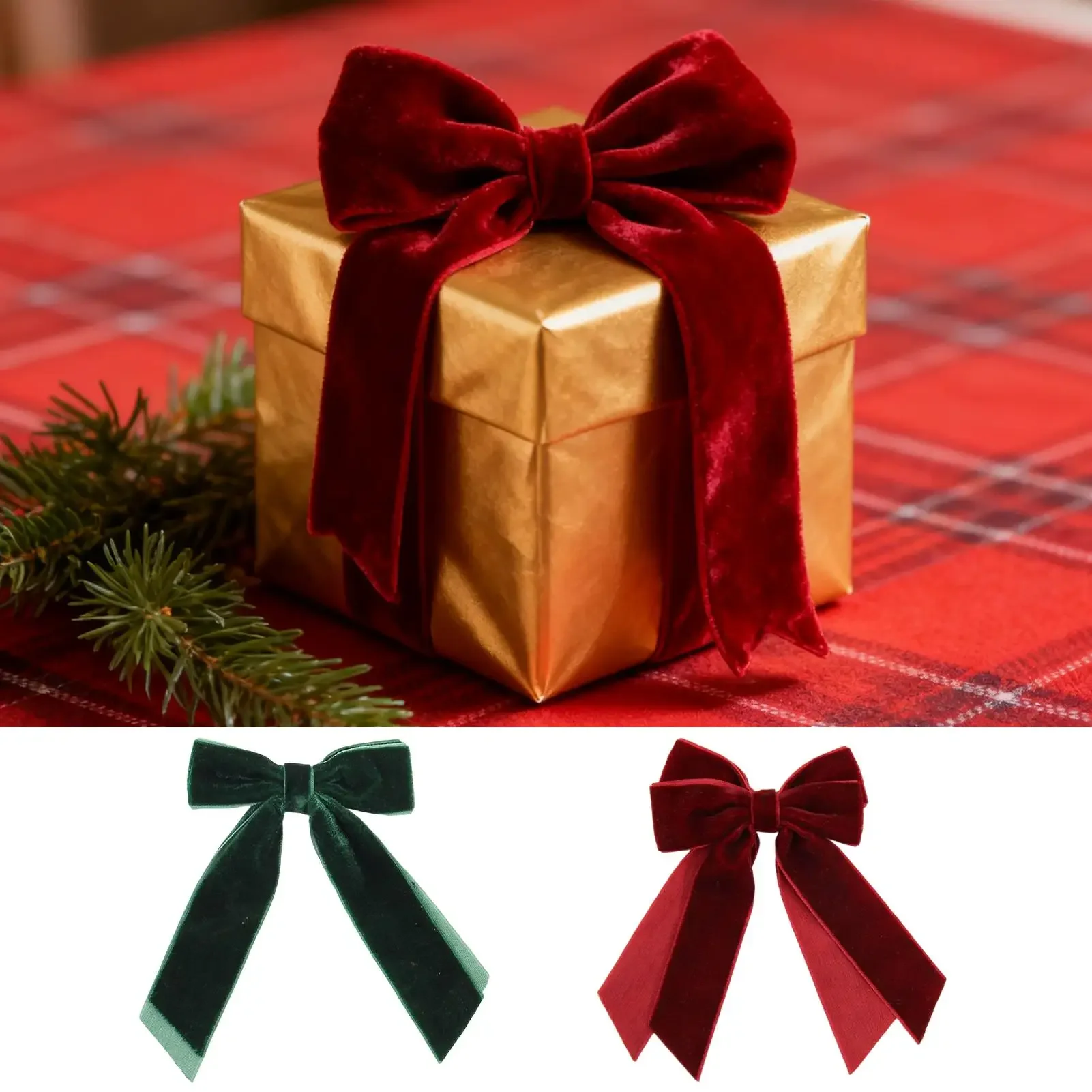 

10 шт. бархатные банты со спиральными лентами красные или зеленые елочные украшения банты Рождественская вечеринка венок украшения бант