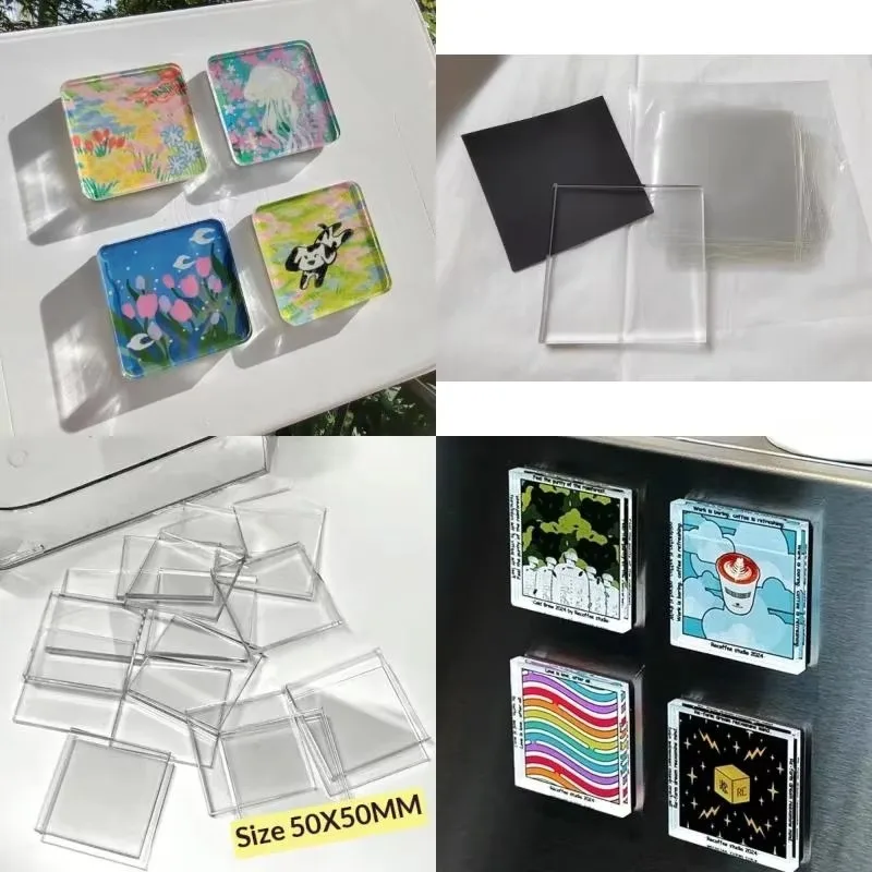 Fridge Magnets Material Kit Creative DIY Handmade Novelty Acrylic Magnetic Stickers Not Photo Included Souvenir Home Decor Gifts