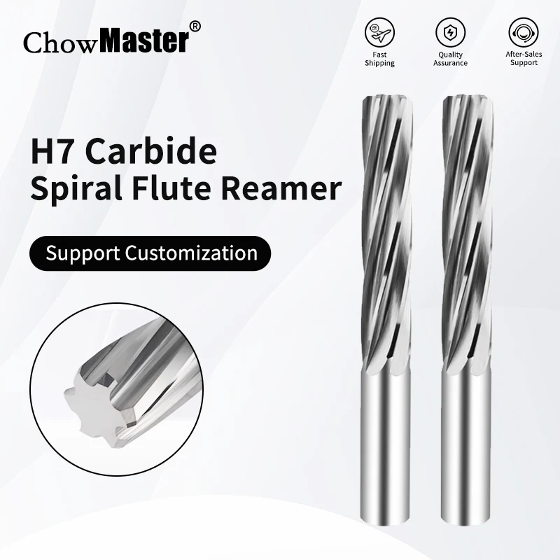 

Chowmaster Carbide Reamer H7 Spiral 4/6 Flutes Uncoated Aluminum Machine Reamer 2.0-20mm Diameter