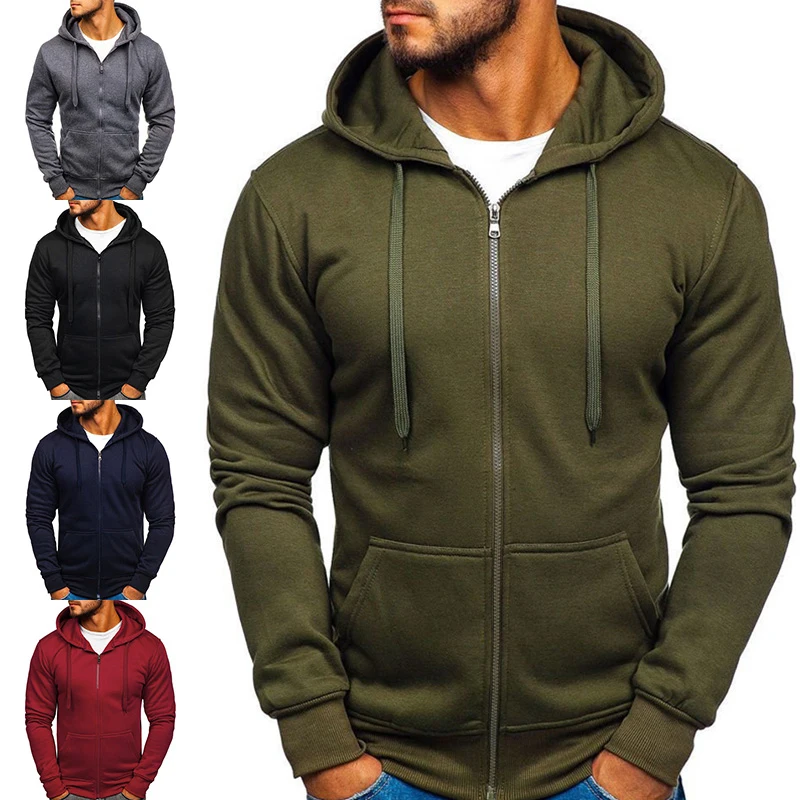 Cappotto con cappuccio invernale moda per uomo giacca tinta unita felpa con Zip Basic Outwear cappotti caldi con cappuccio giacche Casual maschili