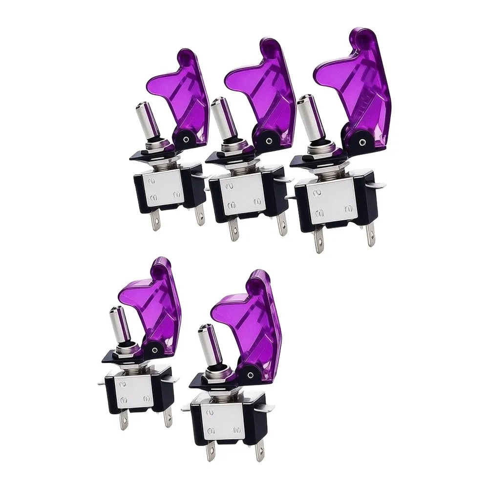 5PCS 12V 20A Rocker For Toggle Switch for Automotive Marine Applications 3-Pin 2-Position Purple 1.4x6.5cm Size