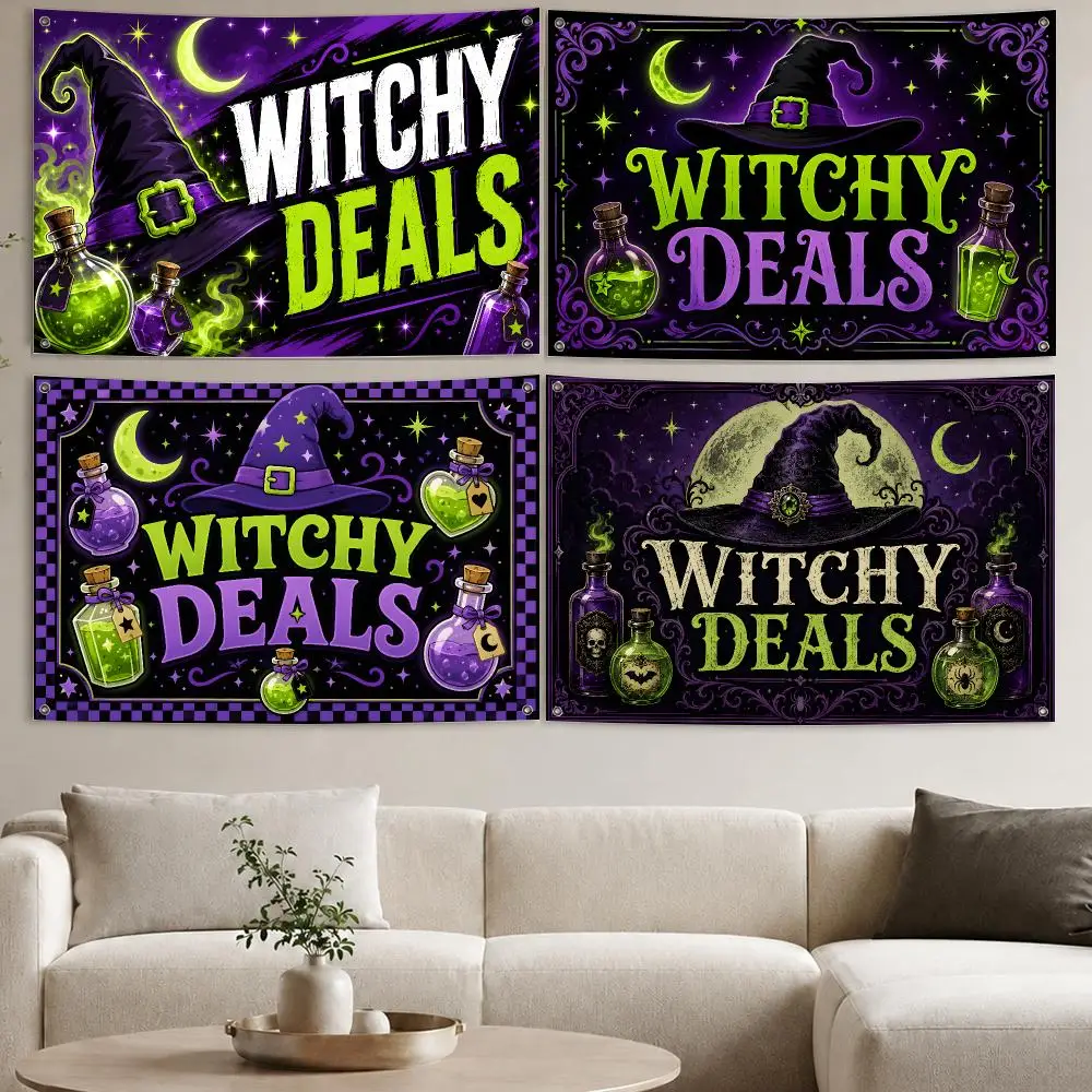 WITCHY DEALS Flags Aesthetic Wall Tapestry Printed Wall Hanging Living Room Party Outdoor Decor