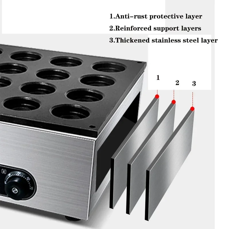 Macchina per torte con ruota elettrica 220v Stalla commerciale Gas Taiwan Torta di fagioli rossi Macchina per snack elettrotermica a 32 fori Uova Carne Hamburger