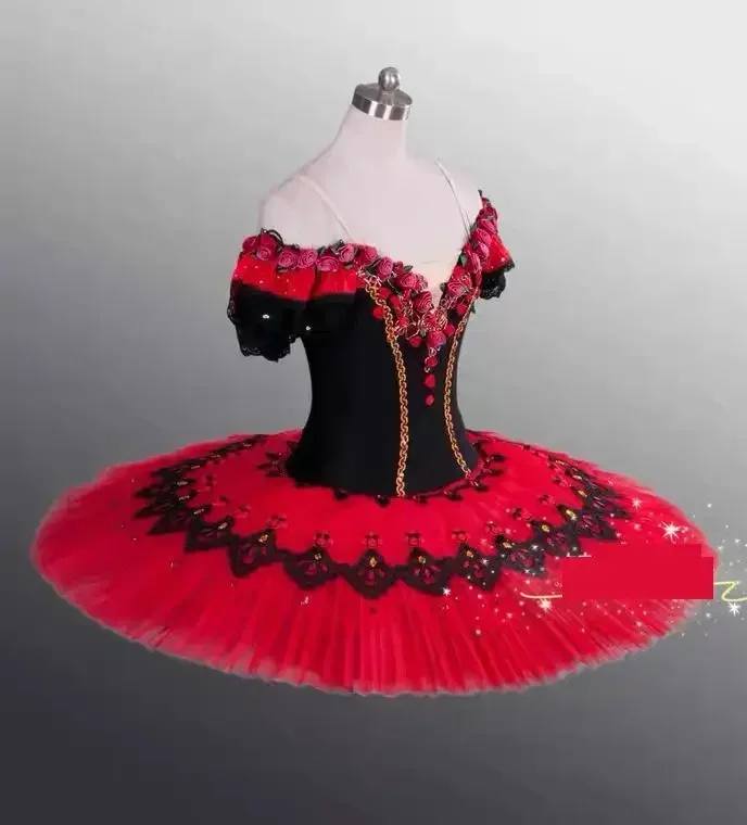 

Professional Ballet Tutu Red Paquita Ballet Pancake Swan Lake Tutu Ballerina Costumes Dancing Costume Figure Skating Dress Girls