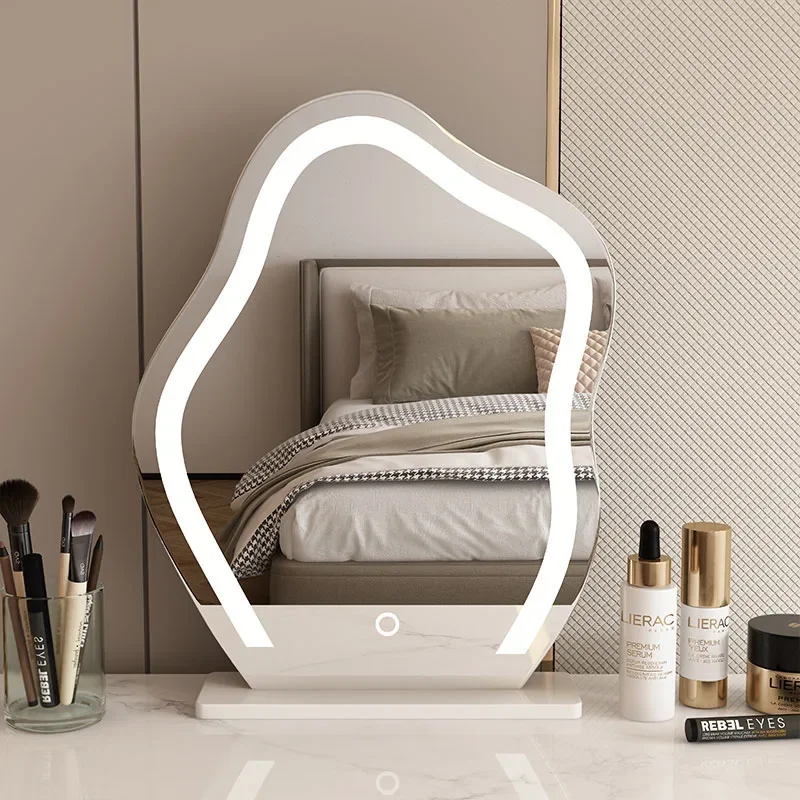 

Cute Led Mirror Lamp Wall Irregular Modern Design Cosmetic Design Wavy Mirror Asymmetrical Table Dekoracyjne Lustra Home Decor