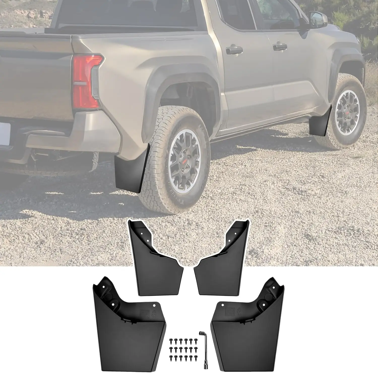 

Mud Flaps for Toyota Tacoma 2024 2025 Mudguards Splash Guards Front & Rear Truck Mud Guards with Hardware Accessories Mudflaps