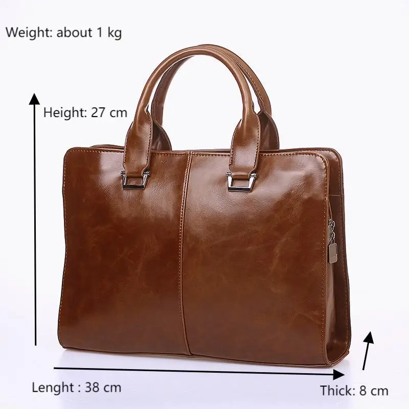 Leather Briefcases for Men Laptop Briefcase 13 Inch Business Messenger Bag for Men Computer Bag Waterproof Shoulder Laptop Bags