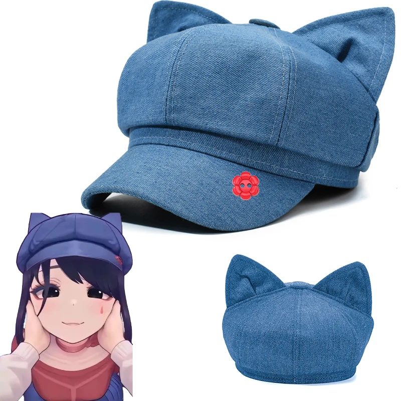 Crazy Mita Cosplay Game MiSide Cute Cat Ear Sweet Octagonal Hat Role-playing Blue Beret Women Halloween Creepy Party Cosplay Hat