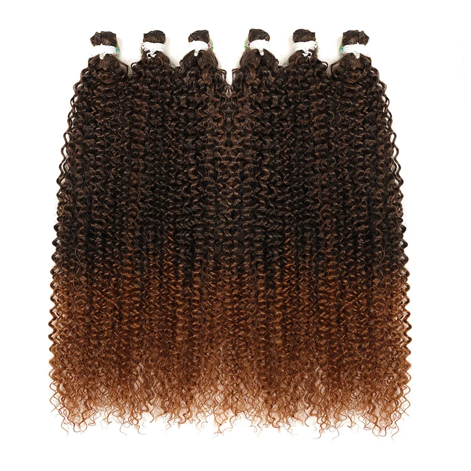 BOL Synthetische verworrene lockige Haarverlängerungen, lange Jerry-Lockenbündel, Ombre-Blond, gefälschtes Häkelhaar für Frauen, hitzebeständige Wellen