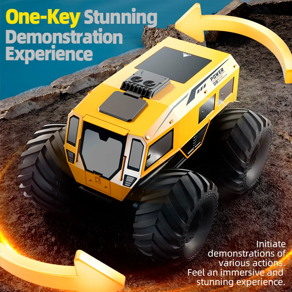 Voiture RC 9IMOD, échelle 1/24, étanche, 4WD, 2.4Ghz, Q210, eau, terre, double Mode, voiture de cascade amphibie, une clé pour démarrer, voiture tout-terrain RC