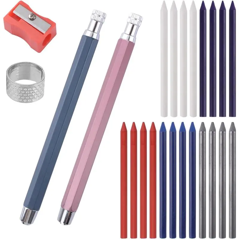 

【Festival】Sewing Chalk Markers 2 Sets For Fabric- Sewing Chalk Pencil With Sharpener And 5.6Mm Pencil For Quilting