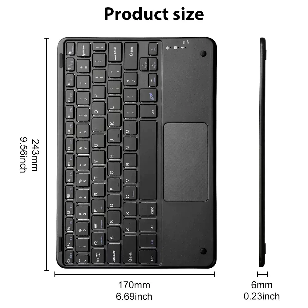 2025 Tastiera touch wireless Bluetooth con mouse per iPad Xiaomi Samsung Android iOS Windows Tablet Telefono Laptop Spagnolo Ebraico