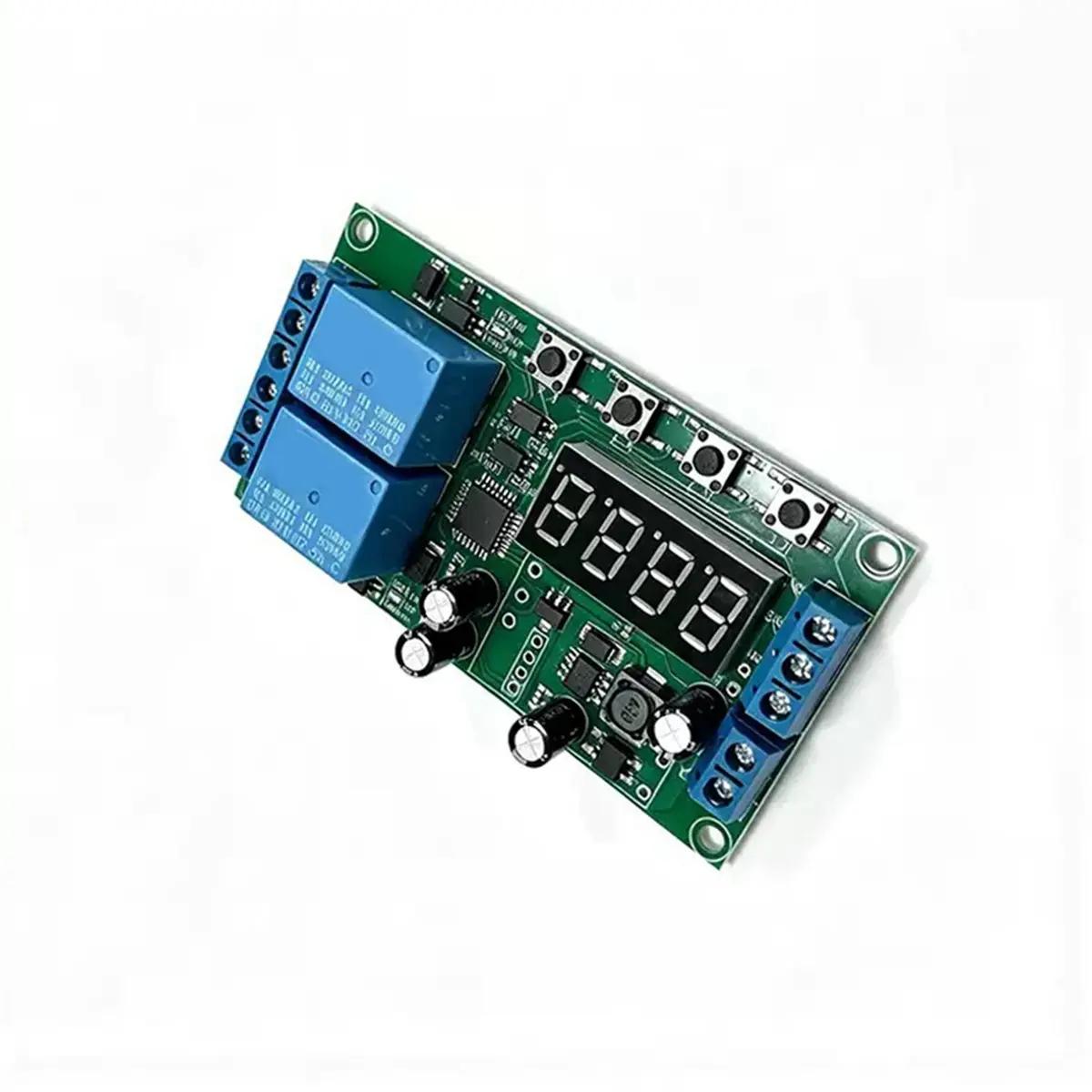 -7 Dual Channel Delay Relay Module AC 220V Digital Display Cycle Pulse Timer Switch Board for Automation Control