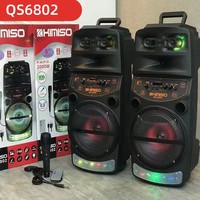 2000W High-power Outdoor Speaker LED Trolley Case Portable FM Radio Bluetooth Boombox with Wired Microphone Household Karaoke