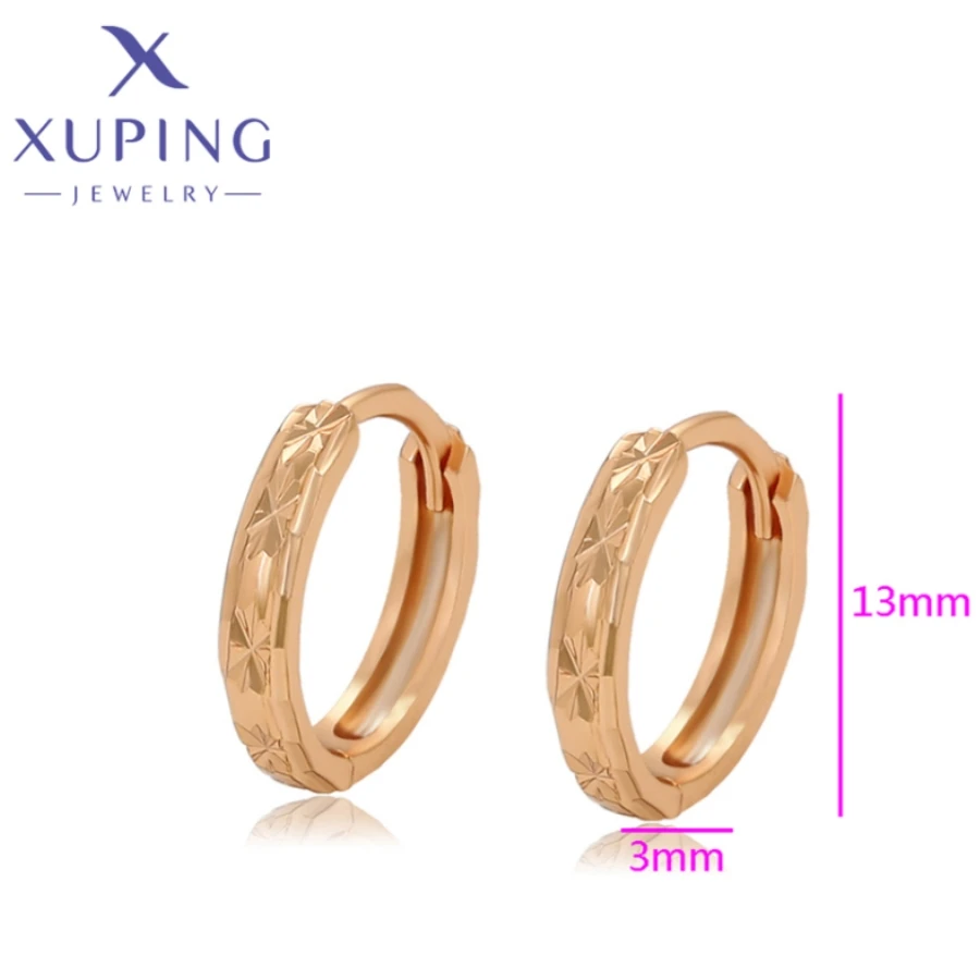 Xuping Jewelry Hot Sales Fashion Circle Shape No Stones Gold Color Hoops Earrings for Women Schoolgirl Classics Gifts A00920254