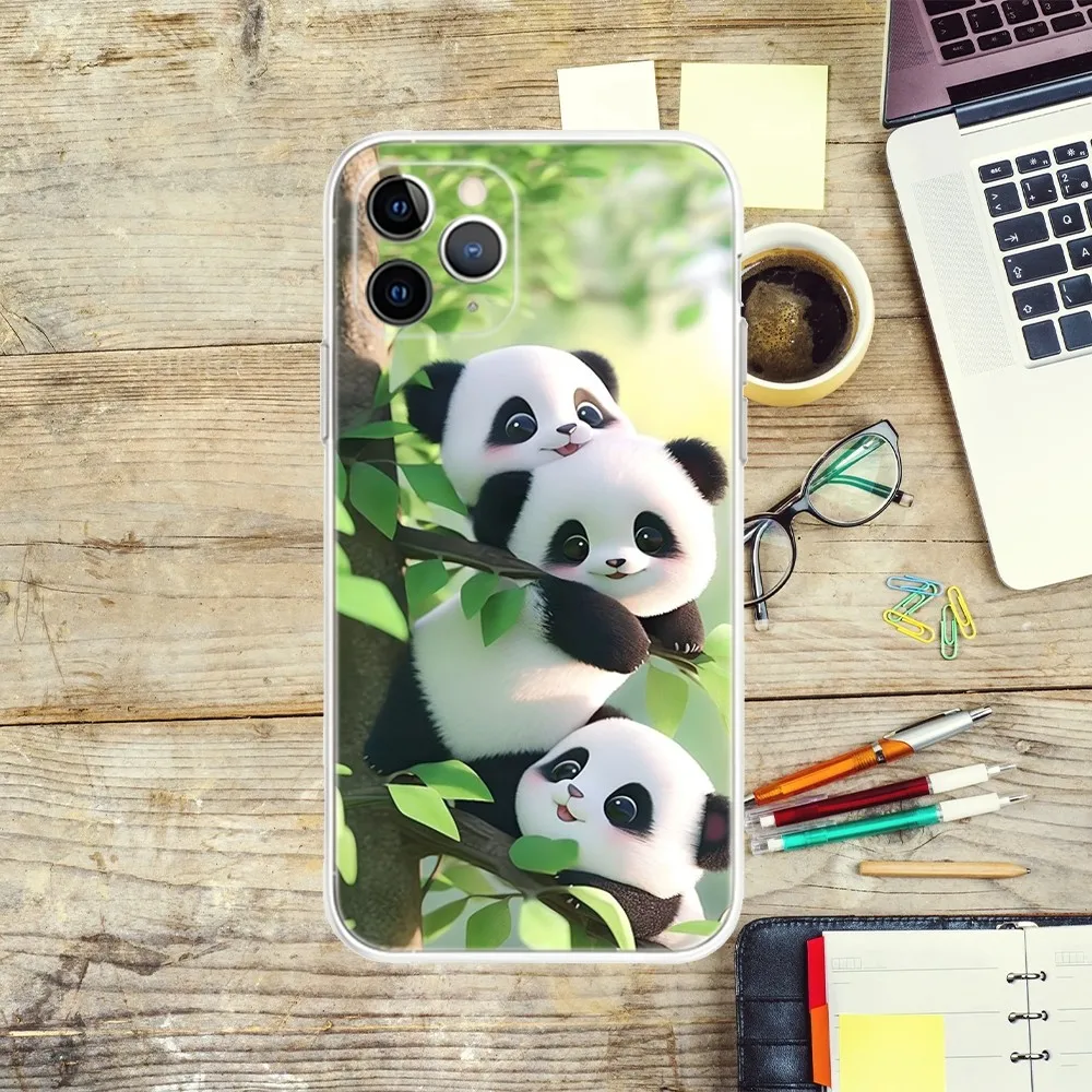 Cute Panda Phone Case For iPhone Apple 15,14,13,12,Mini,11,Pro,Max,Plus,X,XR,XS,8,SE,2020,Plus Transparent Cover