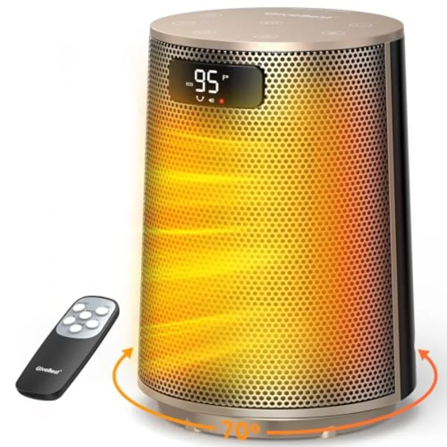 

Space Heater Electric Portable Heaters for Indoor Use with Thermostat and Remote 70°Oscillation Digital Display 12H Timer 1500W