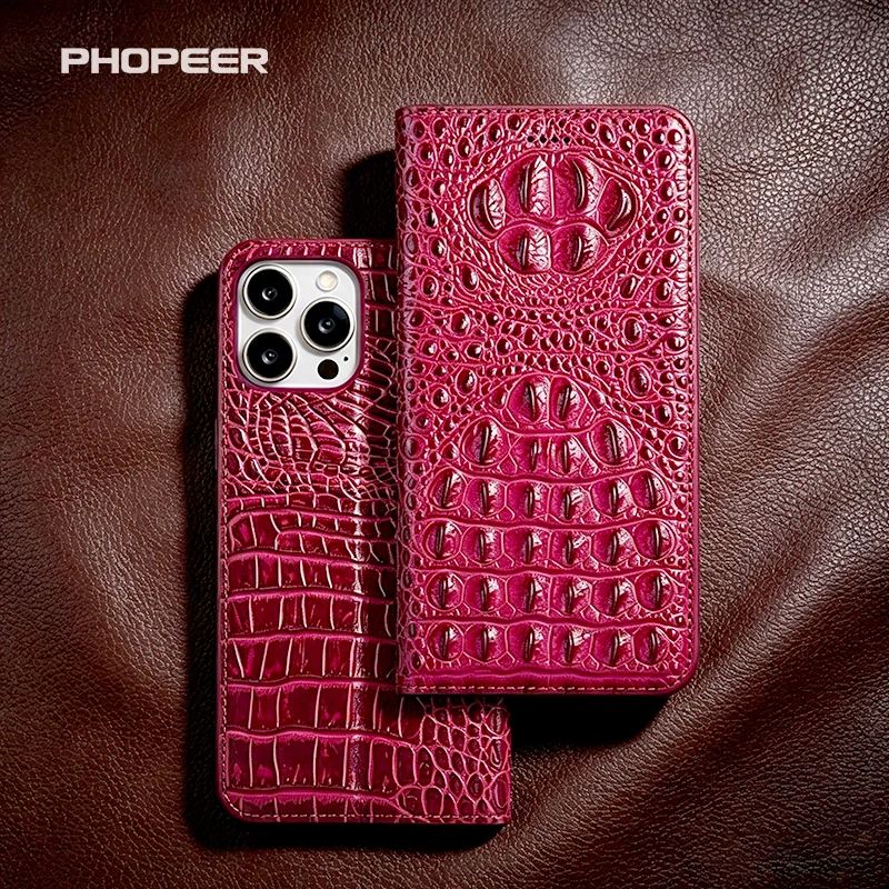 Luxury Genuine Leather phone Case for Oukitel IIIF150 Air1 Ultra 3D Crocodile Claw Flip Magnetic Phone Case