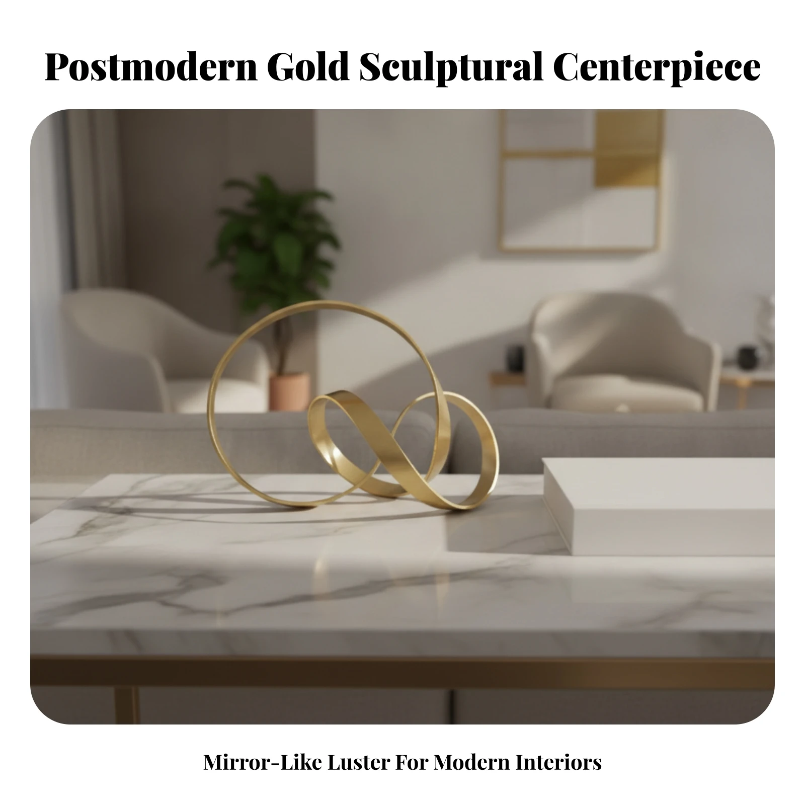 Metal Geometric Decorative Sculpture Modern Intertwined Loop Band Sculpture Home Decor Statue Minimalist for Living Room Console