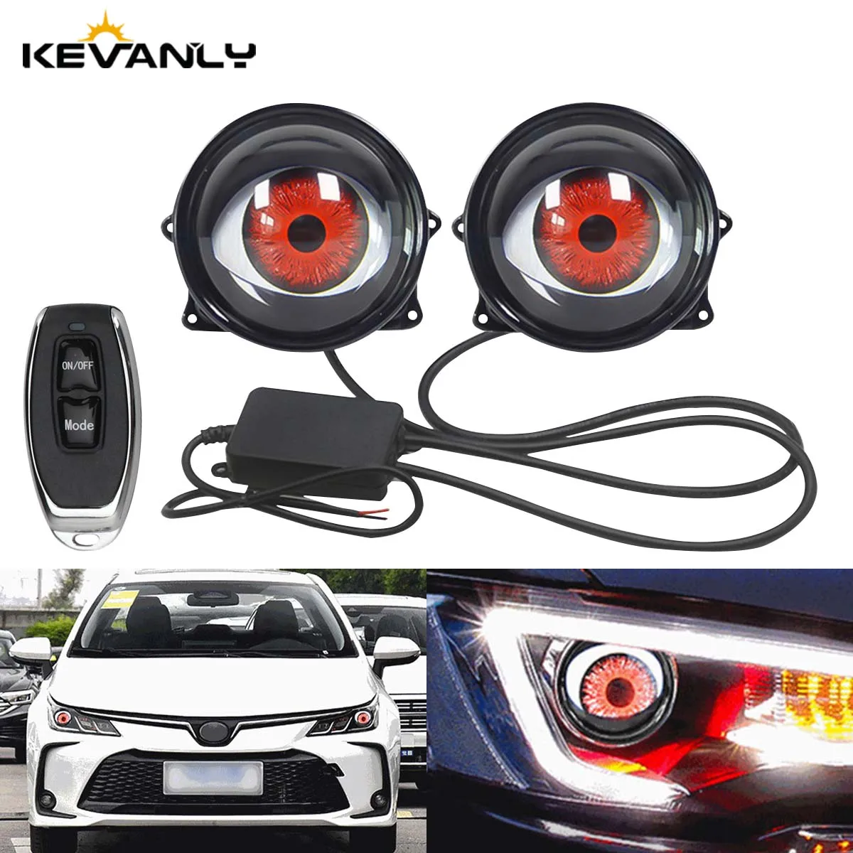 

3-inch Devil's Eye LED Car Dynamic Lights 12v with remote control control Eyes Retrofit Kits Headlight Assembly Auto Accessories
