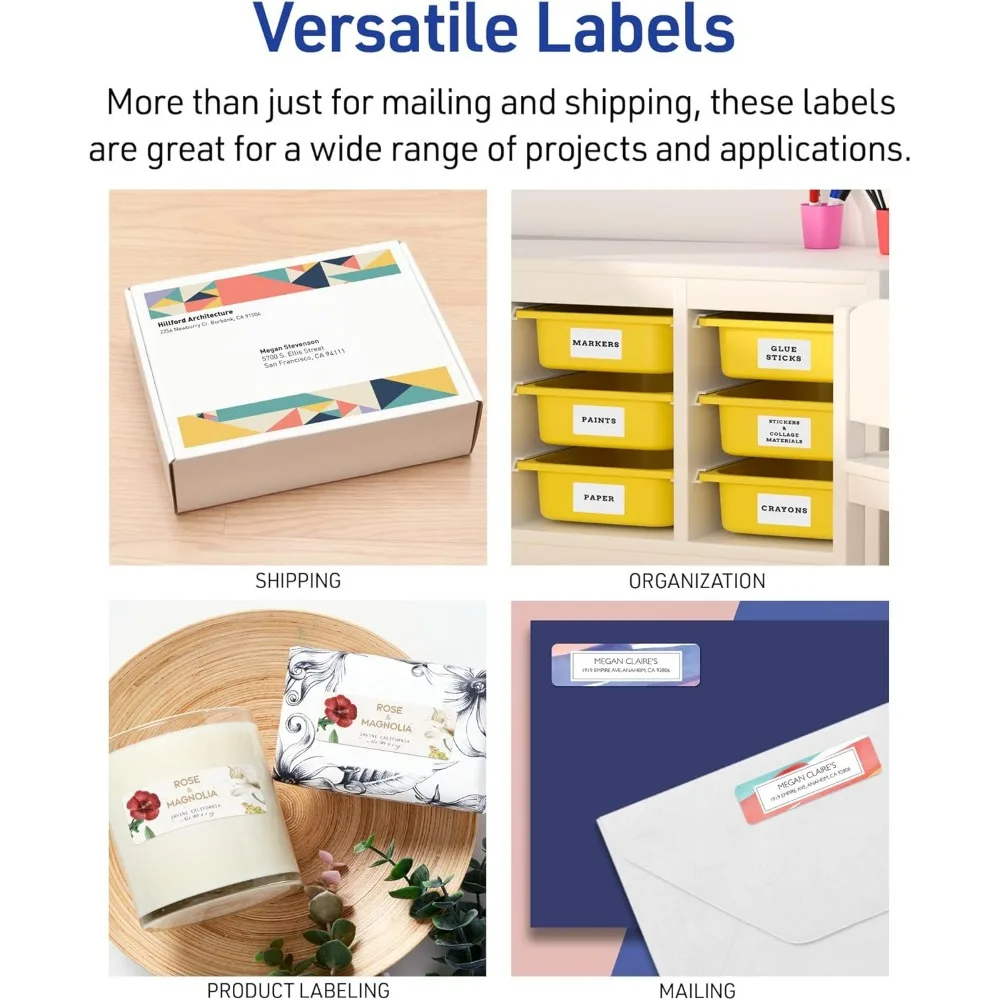 Avery 5.5 x 8.5 White Half-Sheet Shipping Labels, 1000 Pack, Customizable Stickers for Laser Printers