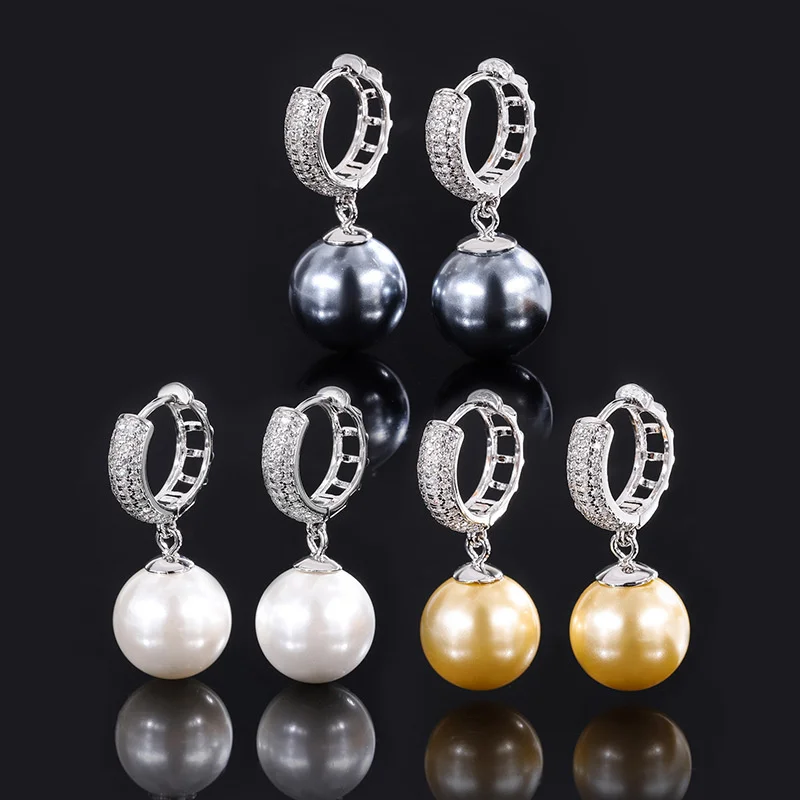 brand genuine Luxury real jewels S925 all-body silver inlaid Aubeim Jane Women's pearl earrings gift 12mm high quality