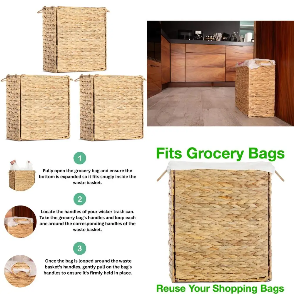 

Reusable Grocery Bag Trash Can - 3-Pack, Waste Basket for Shopping Bags, Eco-Friendly Waste Management