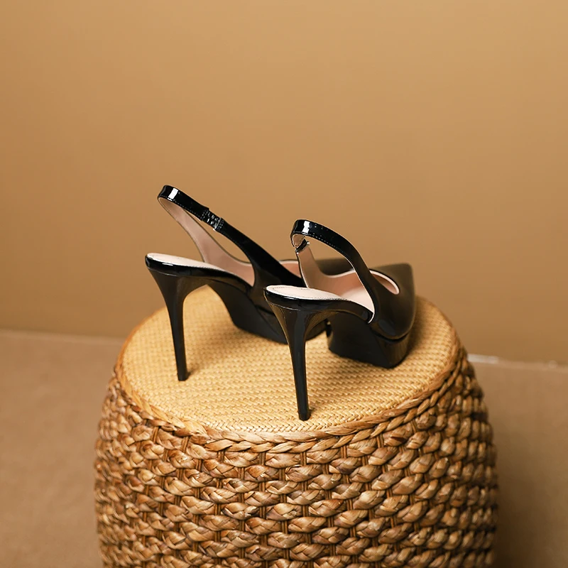 Pointed Baotou waterproof table, sexual feeling, fine heels, temperamental high heels, empty single shoes after buckle.