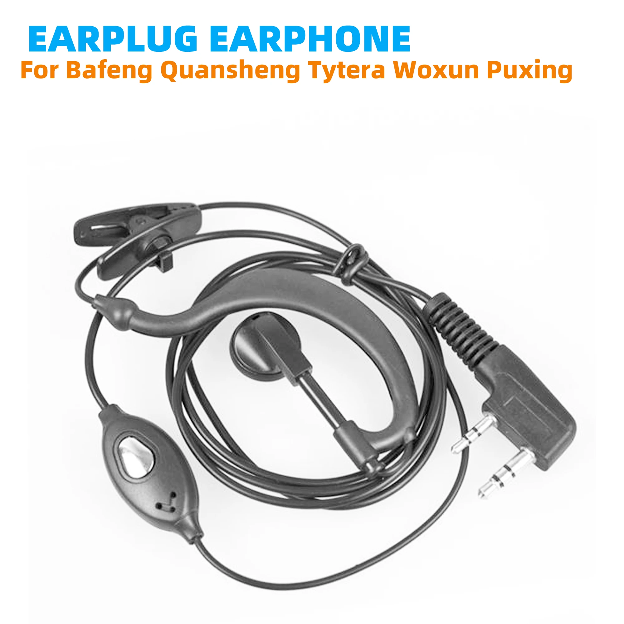 Baofeng 2Pin PTT Headset Earpiece for UV-5R/6R/32/16/17 BF888S Quansheng uv-K5(8) K6 Compatible with Kenwood Radio Walkie Talkie