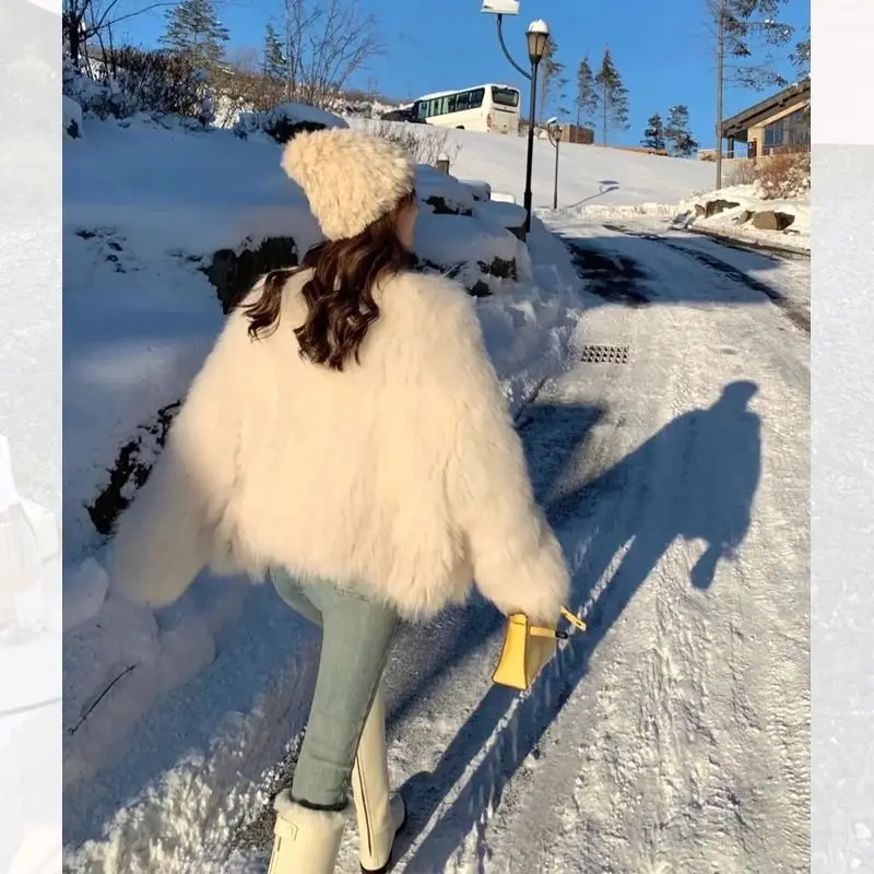 Abrigos grises de piel sintética para mujer, trajes cómodos de punto esponjosos con muescas de alta calidad para madre de otoño, multicolor, a la moda