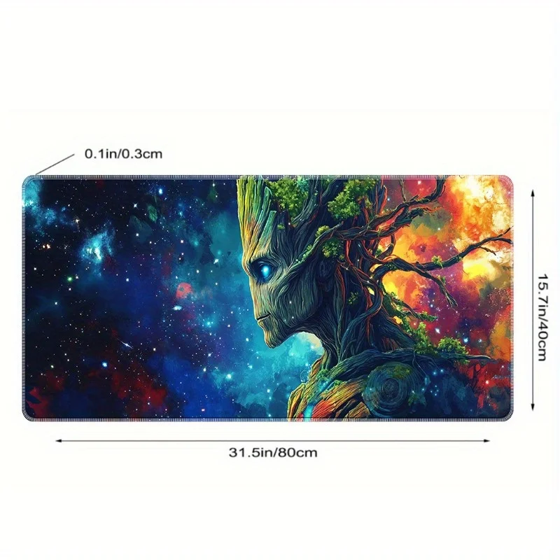 Groot Gaming Mouse Pad - Vibrant Cosmic Design with Superhero Groot, Ideal for Office & Gaming Setup, Rubber Base, Durable & Smo