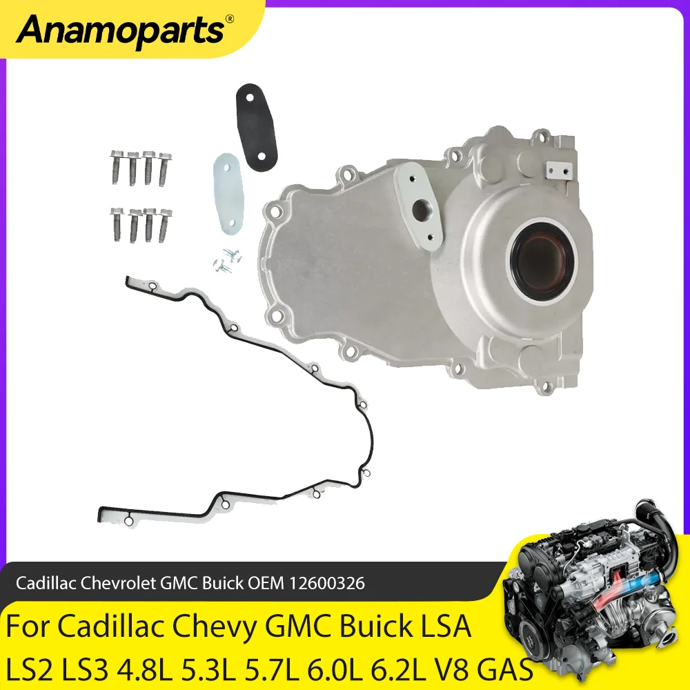 Engine Parts Front Timing Chain Cover Fit 4.8 5.3 5.7 6.0 6.2 L For Chevy GMC LSA LS2 LS3 4.8L 5.3L 5.7L 6.0L 6.2L GAS 12600326